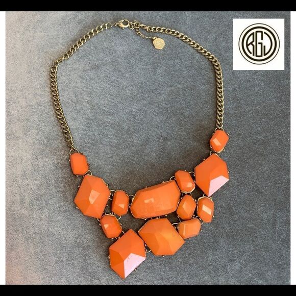Rj Graziano orange chunky costume jewellery statement necklace - Picture 1 of 8